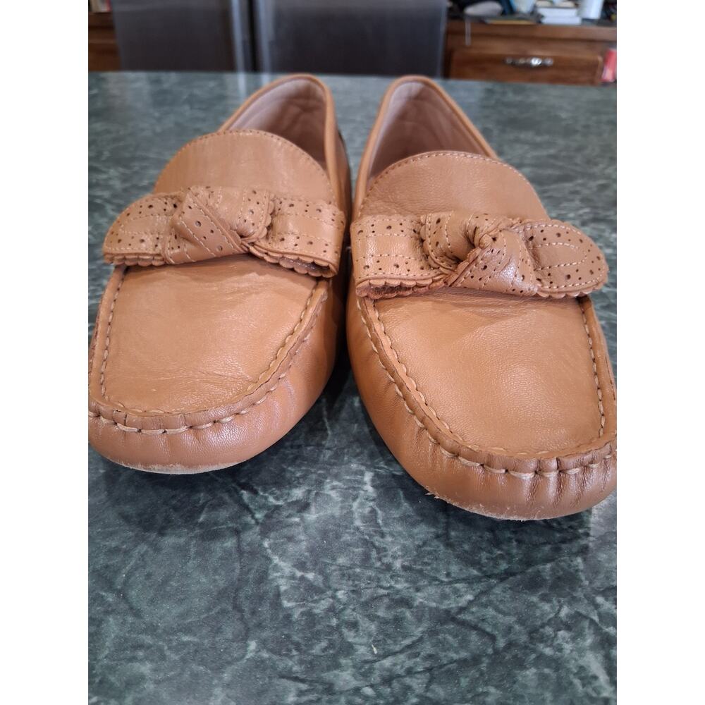 Cole Haan Bellport Bow Driver Shoes Womens 7 B Tan Leather Casual Loafer Slip On - Picture 2 of 7